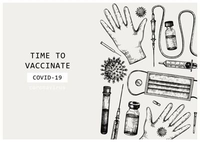 Coronavirus vaccine vector design. Hand-sketched template for Covid-19 vaccination illustrations with vaccine bottle, syringe injection tools, and different viruses. Vintage medical sketches
